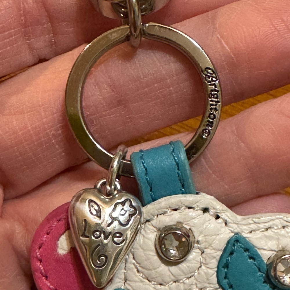 Brighton Cupcake Keychain fob with Butterflies White, Green, Turquoise and Pink - Picture 3 of 6